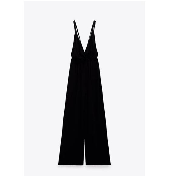 Zara Braid Strap Black Jumpsuit size Large - Picture 8 of 11